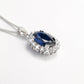 Micro-setting Sapphire color Lab created stones Diana necklace, sterling silver (6 carat)