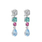 Micro-setting Colorful Lab created stones Monet garden camellia earrings, sterling silver