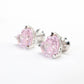 Micro-setting Light Pink heart shape earrings. sterling silver