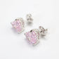 Micro-setting Light Pink heart shape earrings. sterling silver