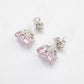 Micro-setting Light Pink heart shape earrings. sterling silver