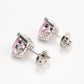 Micro-setting Light Pink heart shape earrings. sterling silver
