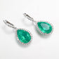 Micro-setting Emerald color Lab created stones Waterdrop shape earrings, sterling silver. (20 carat)