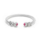 Micro-setting ruby color Lab created stones Modern bangle, sterling silver