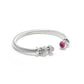 Micro-setting ruby color Lab created stones Modern bangle, sterling silver