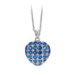 Promotional design Micro-setting Sapphire color Lab created stones heart necklace, sterling silver