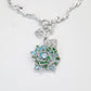 Micro-setting Lab created stones artistic flower necklace, sterling silver