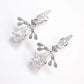 Micro-setting diamond color Lab created stones Angel's Wings earrings. sterling silver.