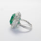 Micro-setting Emerald color Lab created stones big Square retro ring, sterling silver