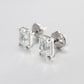 Micro-setting Rectangular emerald-cut Lab created stones ear studs, sterling silver