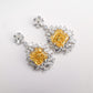 Gelbe Diamantfarbe mit Mikrofassung, Labor erstellte Steine, ausgefallene quadratische Form, voll besetzte Ohrringe, Sterlingsilber