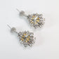 Micro-setting Yellow diamond color Lab created stones fancy square shape fully studded earrings, sterling silver