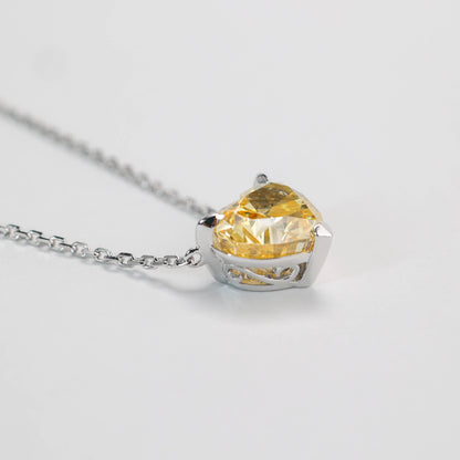 Promotion design：Vivid yellow diamond color heart shape necklace