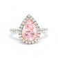 Micro-setting Pink diamond color Lab created stones waterdrop ring, sterling silver