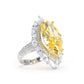 Offre spéciale Bague fantaisie micro-serti diamant couleur jaune forme marquise pierres créées par le laboratoire, argent 925/1000