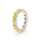 Only 1 Micro-setting yellow diamond color Lab created stones asscher cut ring, sterling silver