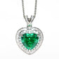 Micro-setting Apple green color heartache necklace, sterling silver