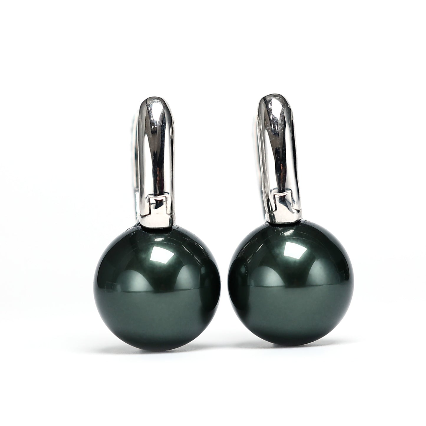 Special offer Micro setting blackish green Shell pearl Ear clip，sterling silver