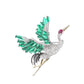 Reservation design Micro-setting Special cut Lab created stones the Red crown crane brooch , sterling silver