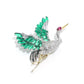 Reservation design Micro-setting Special cut Lab created stones the Red crown crane brooch , sterling silver