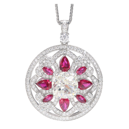 Conception de réservation Micro-serti Pierres créées en laboratoire de couleur rubis Pendentif attrape-rêves, argent sterling