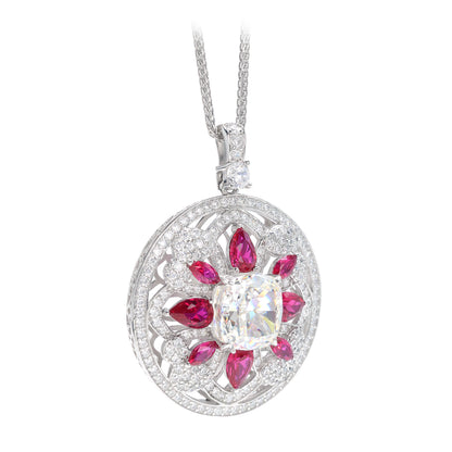 Conception de réservation Micro-serti Pierres créées en laboratoire de couleur rubis Pendentif attrape-rêves, argent sterling