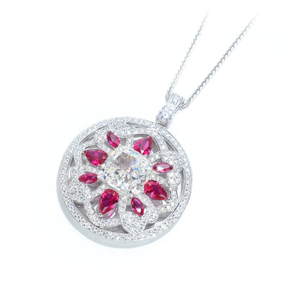 Conception de réservation Micro-serti Pierres créées en laboratoire de couleur rubis Pendentif attrape-rêves, argent sterling