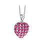 Valentine's Promotional design Micro-setting Ruby color Lab created stones heart necklace, sterling silver.