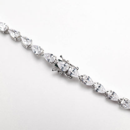 Micro-setting Yellow and clear diamond color Lab created stones detailed classic waterdrop necklace, sterling silver