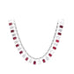 Micro-setting Ruby color Lab created stones Emerald cut modern necklace , sterling silver