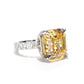 Customized piece. Micro-setting Yellow diamond color Lab created stones Asscher cut ring, sterling silver