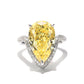 Customized piece. Micro-setting Yellow diamond color Lab created stones Teardrop ring, sterling