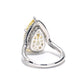 Customized piece. Micro-setting Yellow diamond color Lab created stones Teardrop ring, sterling