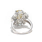 Customized piece. Micro-setting Yellow diamond color Lab created stones Daisy ring, sterling silver