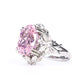 Bague fleur de pêcher fantaisie couleur rose micro-serti, argent sterling