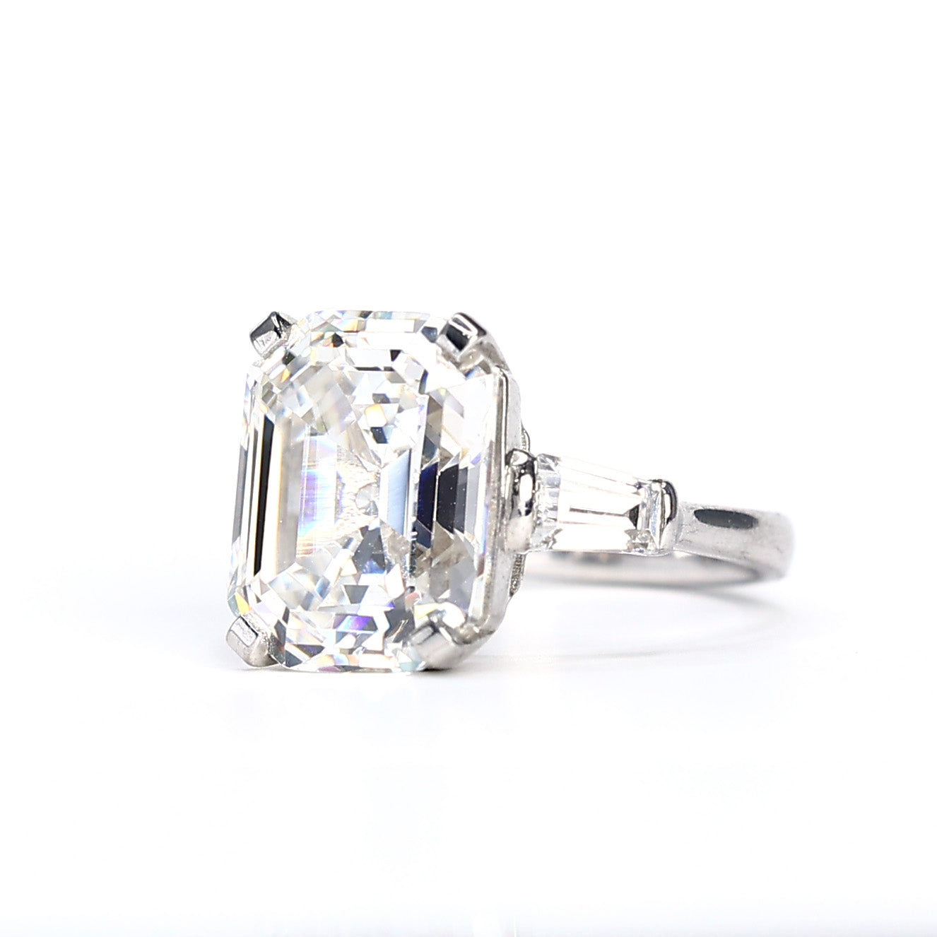 Micro-setting Emerald cut Lab created stones Dream of stars ring sterling silver. (20 carat)