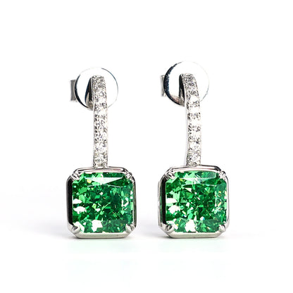 Green diamond color collection: Modern "Apple green Rebirth" unique Earrings
