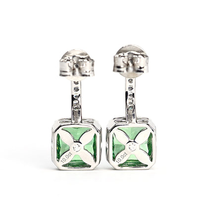 Green diamond color collection: Modern "Apple green Rebirth" unique Earrings