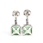 Micro-setting Apple green color lab created stones rebirth earrings, sterling silver.