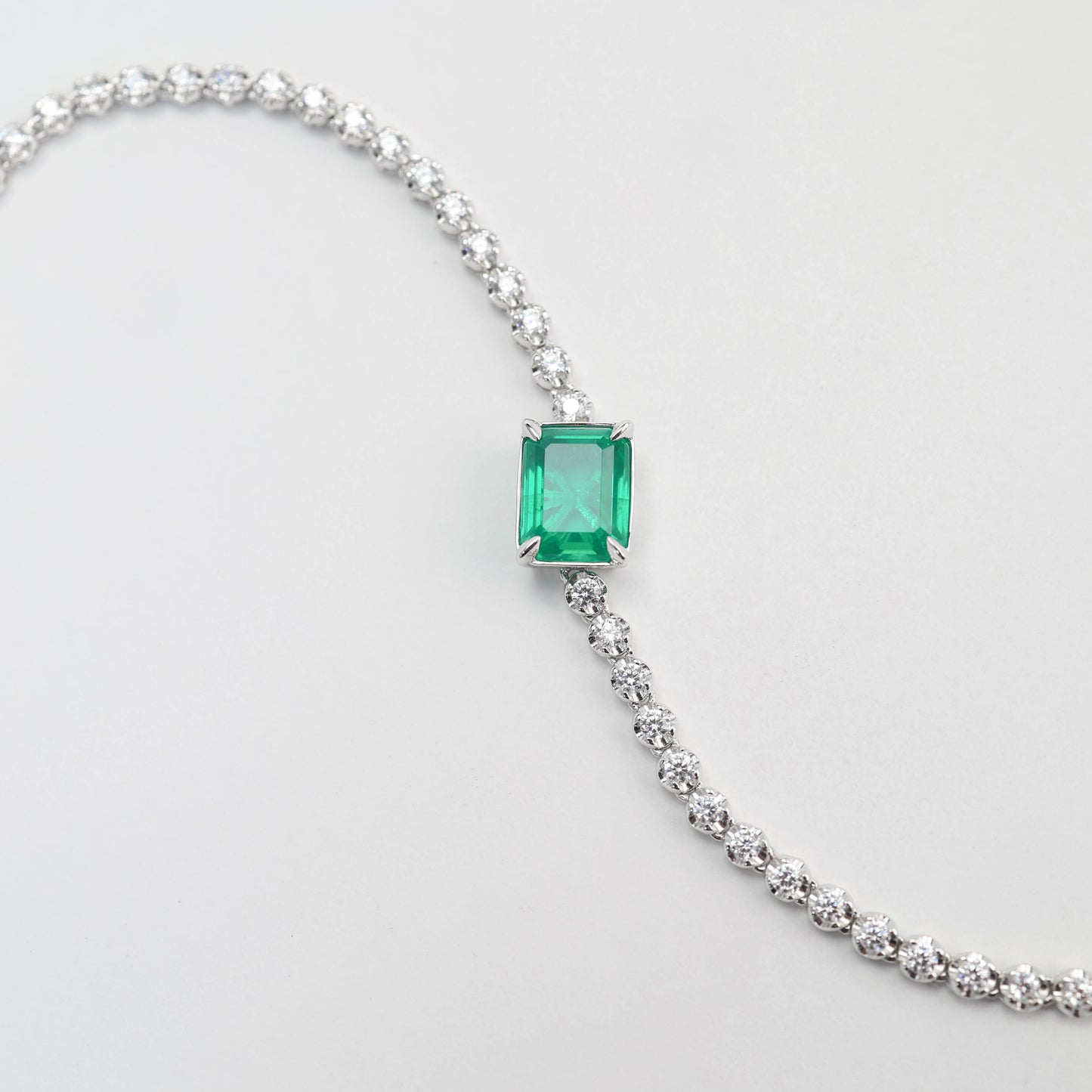 Micro-setting Rectangular emerald-cut Bubble chain bracelet