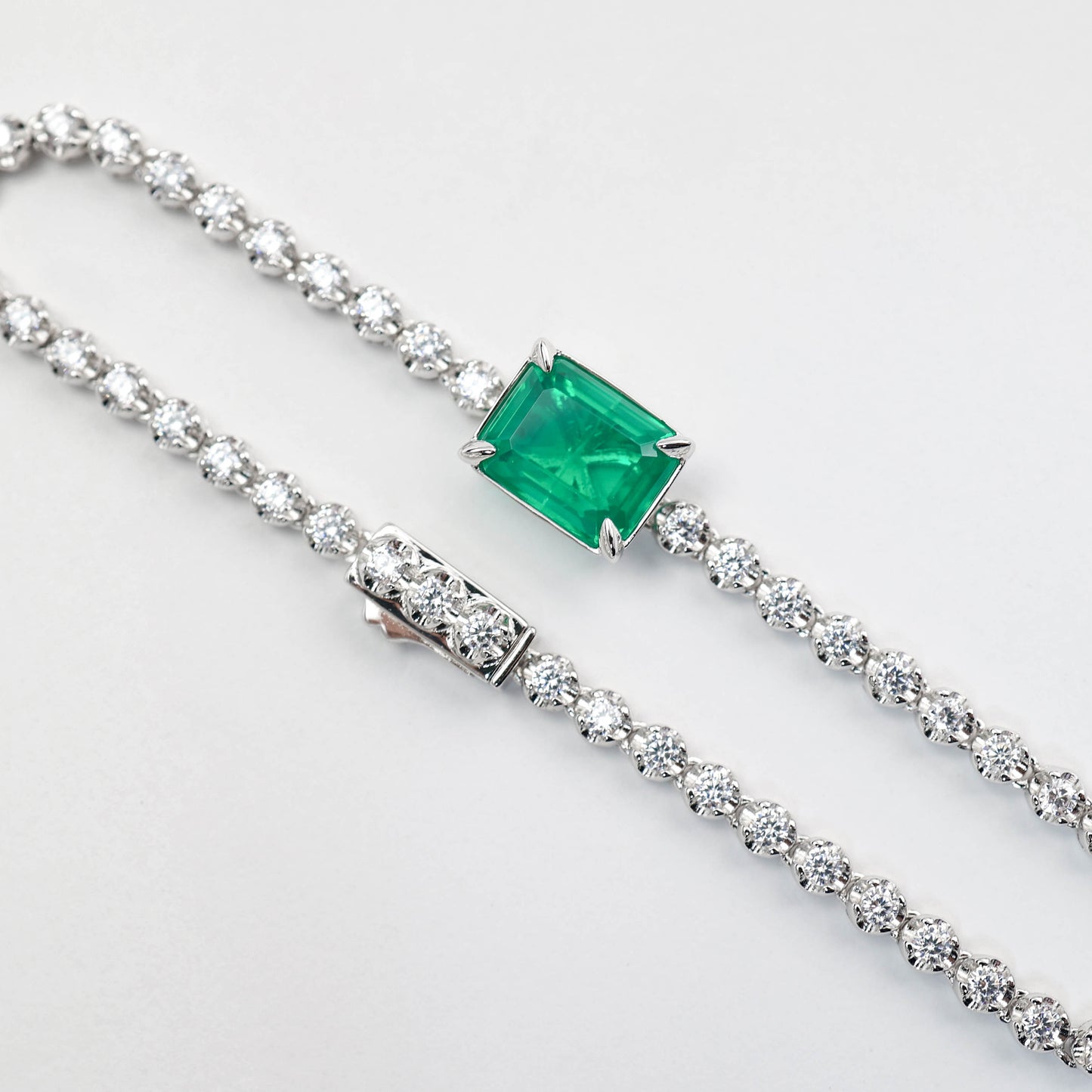 Micro-setting Rectangular emerald-cut Bubble chain bracelet