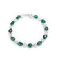 Customized only 1 emerald color Cabochon cut Lab created stones tennis chain bracelet , sterling silver