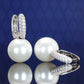 Special offer Micro setting Lab created stones white Shell pearl Ear clip, sterling silver