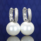 Special offer Micro setting Lab created stones white Shell pearl Ear clip, sterling silver