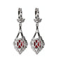 Micro-setting Ruby color lab created stones fancy earrings, sterling silver.