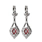 Boucles d'oreilles fantaisie pierres de création couleur rubis micro-serties, argent 925/1000e.