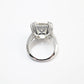 Micro-setting Clear Diamond color Asscher cut Lab created stones 12 prong ring, sterling silver