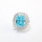 Promotion design: Micro-setting Aquamarine color Lab created stones sparkle ring, sterling silver