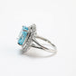 Promotion design: Micro-setting Aquamarine color Lab created stones sparkle ring, sterling silver