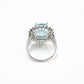 Promotion design: Micro-setting Aquamarine color Lab created stones sparkle ring, sterling silver